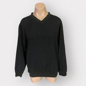 RedHead V-Neck Black Fleece Pullover Sweater Mens Small